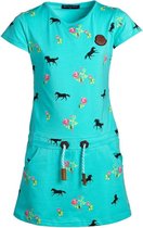 Meisjes jurk paarden en rozen turquoise | Maat 92/ 2Y