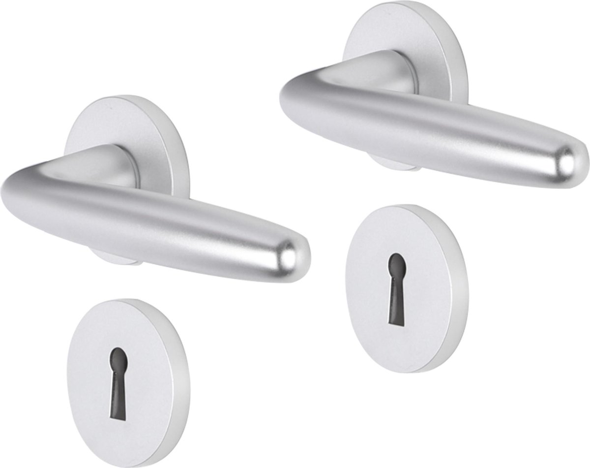 Deurkruk - Impresso Cambridge - Voor binnen - Rond met rond Sleutelrozet - Aluminium - 2 stuks