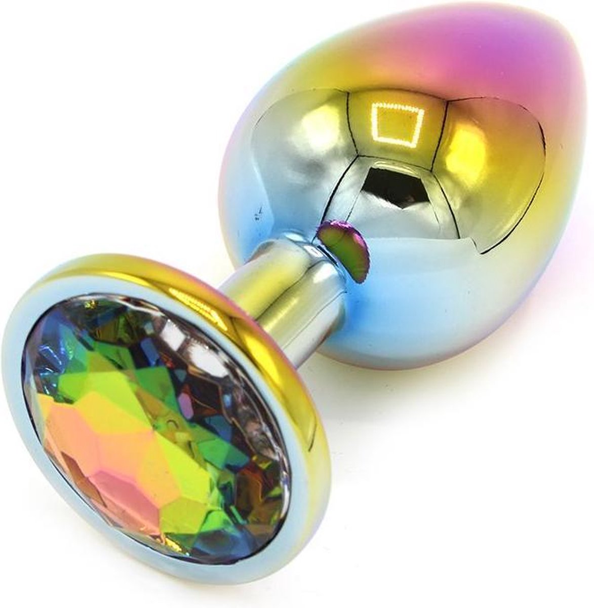 O-products Rainbow Buttplug Aluminium met Siersteen Large