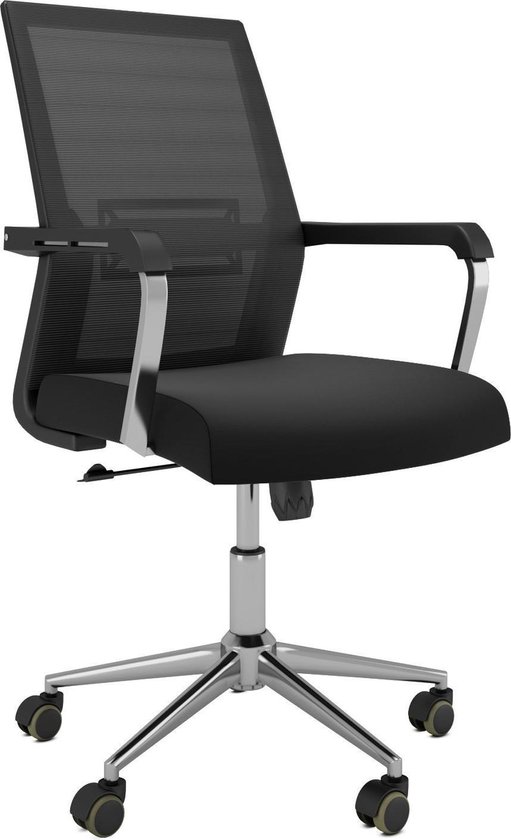 Chaise de bureau Ocala de Nancy's - Chaise pivotante - Dossier inclinable - Maille - Ergonomique - Zwart - Plastique - 55 x 56 x 98 - 107 cm