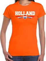 Holland landen / voetbal t-shirt met wapen en Nederlandse vlag - oranje - dames - EK / WK / voetbal shirt 2XL