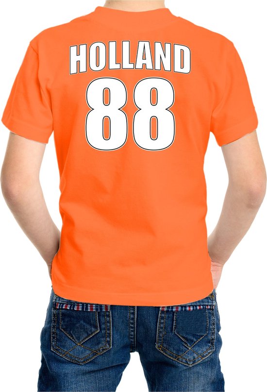 Oranje supporter t-shirt - rugnummer 88 - Holland / Nederland fan shirt / kleding voor kinderen 134/140