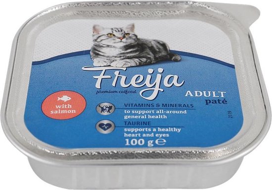 Freija kattenvoer paté - zalm - 25 x 100g - Bevat taurine, goed voor hart  en ogen -... | bol.com