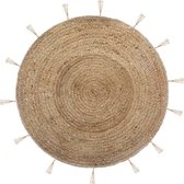 Ronde tapijt Jute 80cm lurex met kwastjes - Overig - zwart - beige - SILUMEN
