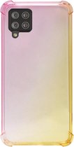 - ADEL Siliconen Back Cover Softcase Hoesje Geschikt voor Samsung Galaxy A12/ M12 - Kleurovergang Roze Geel