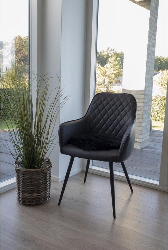 Housse de chaise moderne ''Peau d'agneau'' noire - L35xL35xH5 cm