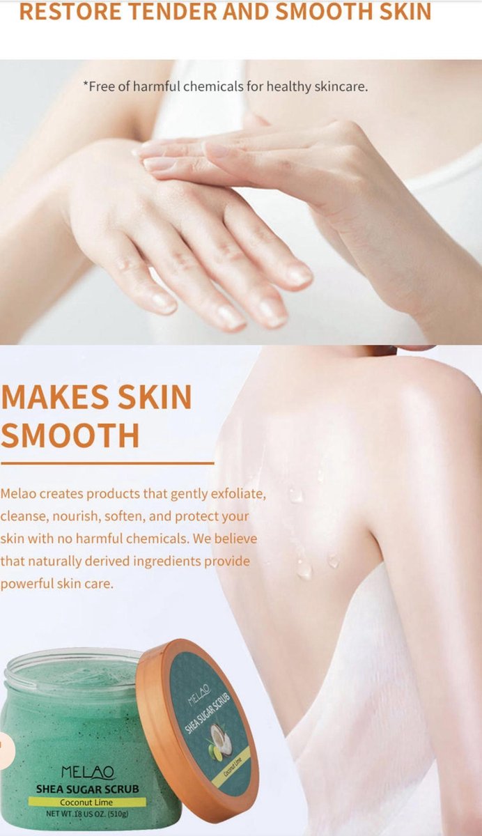 Melao Vitamine C Scrub Shea Sugar Scrub Scrub Gezicht Scrub