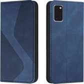 Voor Samsung Galaxy A41 Huid Voel Magnetisch S-type Effen Kleur Horizontale Flip Lederen Case met Houder & Kaartsleuf & Portemonnee (Blauw)