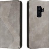 Voor Samsung Galaxy S9+ Skin Feel Magnetisch S-type Effen Kleur Horizontale Flip Lederen Case met Houder & Kaartsleuf & Portemonnee (Grijs)