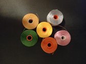 c-lon draad AA, 0,12mm dik 1x licht grijs, goudgeel, groen, geel, rose, oranje