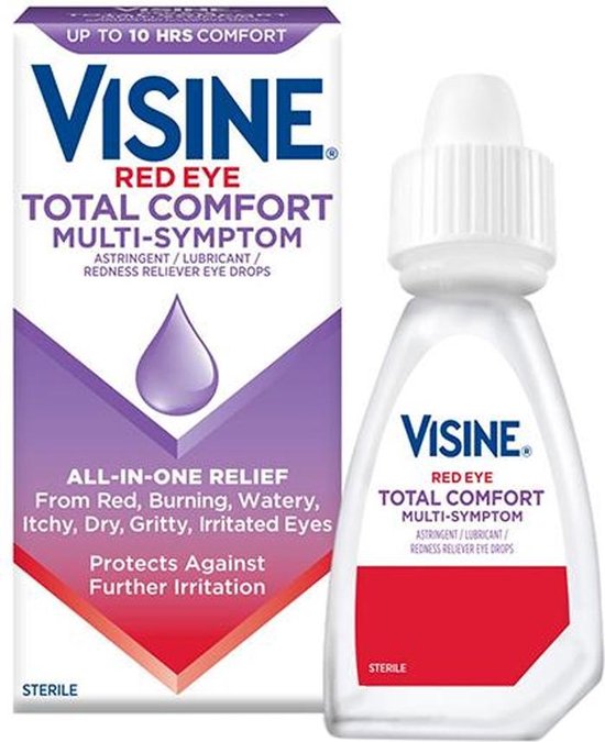 Visine Red Eye Total Comfort Multi Symptom XL - Collyre pour les yeux  rouges, les yeux
