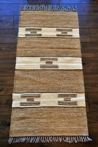 Handgemaakt Kelim vloerkleed 70 cm x 140 cm - Naturel Wol tapijt Kilim Uit Egypte - Handgeweven Loper tapijt - Woonkamer tapijt