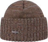 Stetson beanie Virgin Wool Mélange wollen muts met omslag kleur bruin mix maat one size