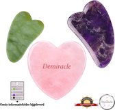 Demiracle® Gua Sha Love Bundel – 100% echte Rose Quartz, Jade en Amethist – Massagehulpmiddel – Gezichtsmassage – Massage – Ontspanning – Kwaliteit