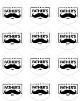 Sluitsticker Groot - Sluitzegel – Happy Fathersday | Zwart - Wit | Snor | Vaderdag – Vader – Papa | Verrassen – Surprise | Bedank kaart | Bedankje | Envelop sticker | Cadeau – Cade