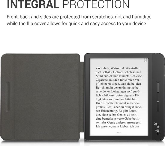 kwmobile e-reader hoesje geschikt voor Tolino Vision 5 hoes - Ereader flip case met standaard - Kunstleren e reader cover - Paardenbloemen Liefde design in grijs van kwmobile — afbeelding 5