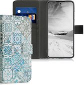 kwmobile telefoonhoesje voor Samsung Galaxy A52 / A52 5G / A52s 5G - Hoesje met pasjeshouder in blauw / grijs / wit - Marokkaanse Tegels design