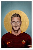 JUNIQE - Poster Football Icon - Francesco Totti -20x30 /Blauw & Geel