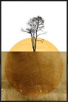 JUNIQE - Poster met kunststof lijst Golden Ocean -13x18 /Geel