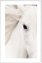 JUNIQE - Poster met kunststof lijst White Horse -13x18 /Grijs & Wit