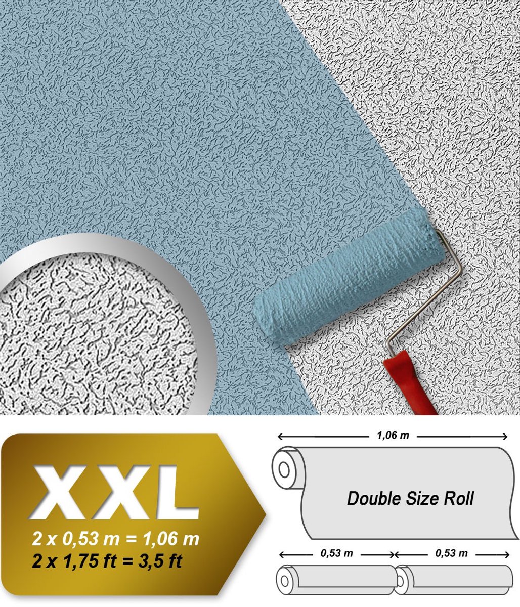 Vliesbehang overschilderbaar EDEM 80307BR70 behang structuurbehang reliëfbehang XXL-behang wit 26,50 m2