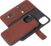 DECODED Detachable Wallet Case - iPhone 12 Mini - Afneembaar Hoesje met Pasjeshouder - Hoogwaardig Europees Leer - Magnetische Technologie van Apple - Bruin