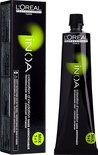 L'Oréal INOA haarkleuring met een zwarte tube en kartonnen doos, met groene accenten en "MIX 1+1" aanduiding.