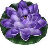 1x Paars drijvende kunst waterlelie bloemen 18 cm - Tuinaccessoires - Vijverbenodigdheden - Vijverdecoratie - Nep/kunst bloemen/planten - Waterlelies