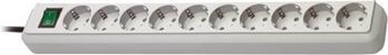 Eco-Line stekkerdoos met schakelaar 10-voudig lichtgrijs 3m H05VV-F 3G1,5