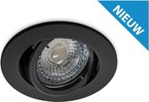 Inbouwspots zwart met ledlamp set van 5 stuks 230 Volt - Led inbouwspot rond. Verstelbaar met dimbare ledlamp kleur 3000K - 230Volt inbouwspot met GU10 ledlamp 3000K.