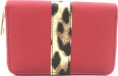 Portemonnee - panterprint - ritssluiting - 10x15 cm - rood