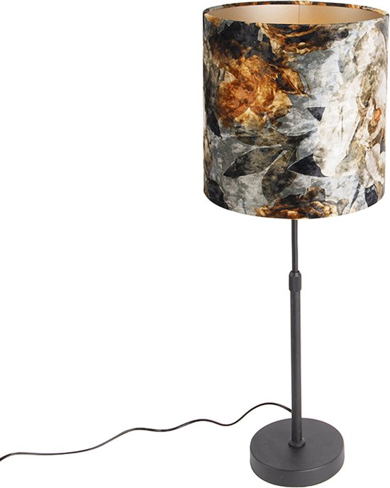 QAZQA parte - Moderne Tafellamp met kap - 1 lichts - H 74 cm - Bloemen print - Woonkamer | Slaapkamer | Keuken