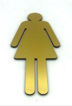 Deurbordje Toilet - WC bordjes – Tekstbord WC – Toilet bordje – WC - Bordje – Dames Toilet – Vrouw - Geborsteld Goud Look – Pictogram - Zelfklevend – 6,5 cm x 15 cm x 1,6 mm - 5 Ja