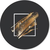 Muismat Goud Geverfd - Gouden verfstrepen met een zwarte achtergrond Muismat rond - 20x20 cm - Muismat met foto