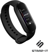 Siliconen Smartwatch bandje - Geschikt voor  Xiaomi Mi band 5 / 6 siliconen bandje - zwart - Strap-it Horlogeband / Polsband / Armband