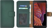 Samsung Galaxy Xcover 5 hoesje - Wallet Case - Samsung Xcover 5 Wallet Book Case Echt Leer Groen Cover
