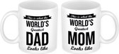 The Greatest Mom en Dad mok - Cadeau beker set voor Papa en Mama - Moederdag en Vaderdag cadeautje