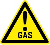 Waarschuwingsbord gas met uitroepteken - kunststof 150 mm