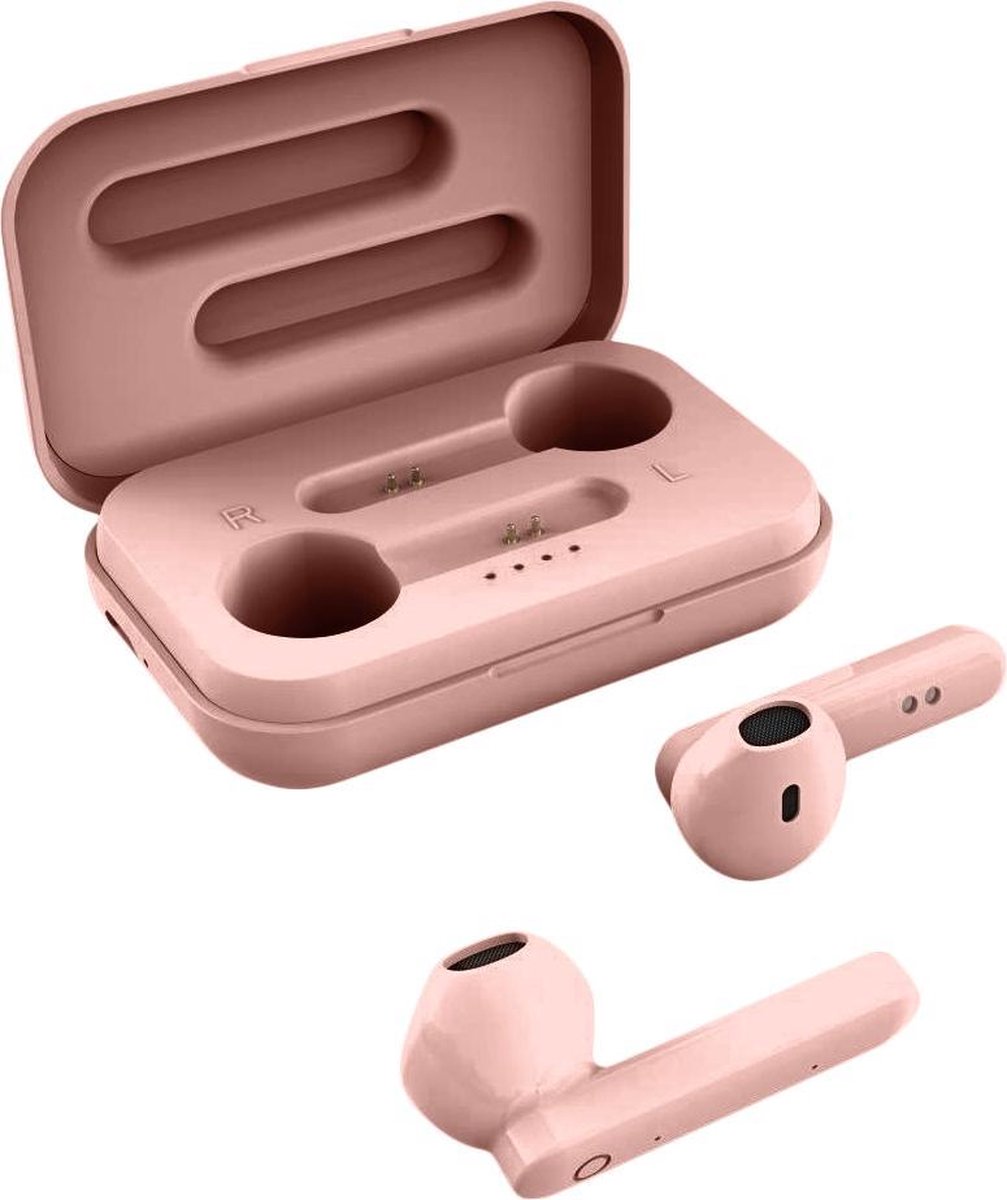 STREETZ TWS-106 Draadloze in-ear oordopjes - Met oplaadcase - Mat roze
