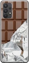 Samsung Galaxy A32 4G hoesje siliconen - Chocoladereep - Soft Case Telefoonhoesje - Print / Illustratie - Bruin