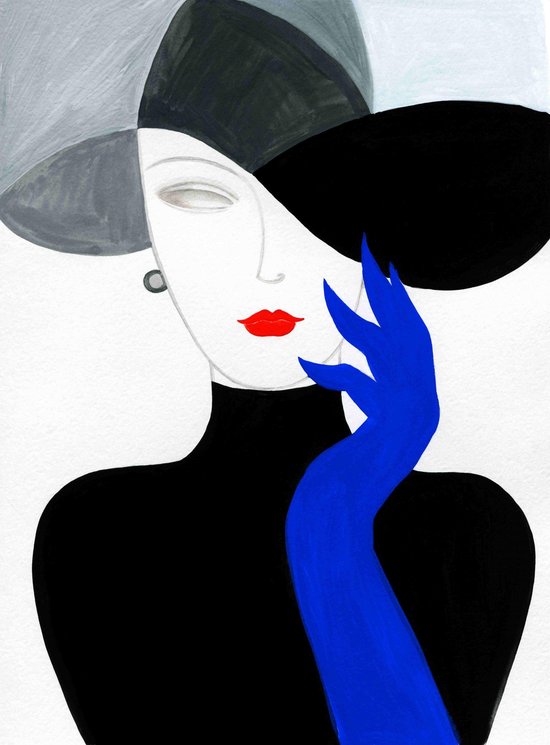 definitief Darmen renderen Elegant lady wearing hat. art deco style. fashion illustration. watercolor  painting -... | bol.com