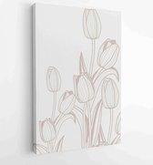 Botanical wall art vector set. Earth tone boho foliage line art drawing with abstract shape. 3 - Moderne schilderijen – Vertical – 1827183851 - 40-30 Vertical