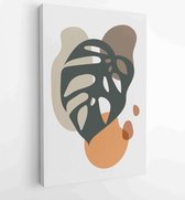 Foliage line art drawing with abstract shape. Abstract Plant Art design for print, cover, wallpaper, Minimal and natural wall art. 4 - Moderne schilderijen – Vertical – 1823785481