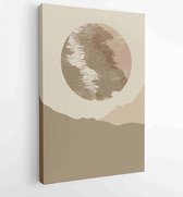 Mountain wall art vector set. Earth tones landscapes backgrounds set with moon and sun. 3 - Moderne schilderijen – Vertical – 1825846481 - 115*75 Vertical