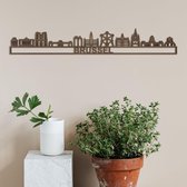 Skyline Brussel notenhout - 60cm- City Shapes wanddecoratie