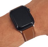 Geschikt voor Apple Watch bandje 38 / 40 / 41 mm - Series 1 2 3 4 5 6 7 SE - Smartwatch iWatch horloge band - 38mm 40mm 41mm - Fungus - PU Leer - Bruin - Net