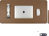 LAPPR Riverbed – Muismat XXL Gaming - Bureau Onderlegger - Vegan Leer - Hout Bruin / Glimmend Brons