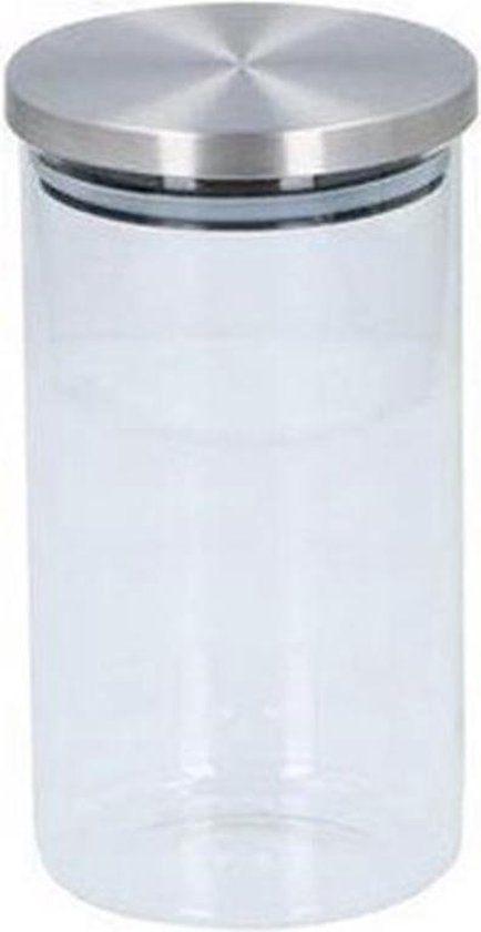 Voorraadpot luchtdicht - Zilver / Transparant - Glas / Metaal - 10 x h 18,5 cm