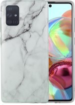 Samsung Galaxy A52 Marmer Case | Back Cover | TPU Telefoonhoesje | Wit / Zwart