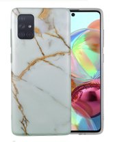 Samsung Galaxy A42 Marmer Case | Back Cover | TPU Telefoonhoesje | Wit / Goud